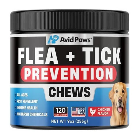 Natural Flea and Tick Prevention for Dogs - Dog Flea and Tick Treatment Chewable - Safe Flea Treatment Dogs of All Breeds & Ages - Flea Chews for Dogs - Flea Pills for Dogs for Dog Flea & Tick Control